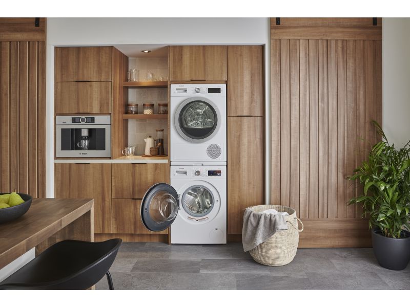 Bosch 500 Series laundry pair with heat pump drying technology